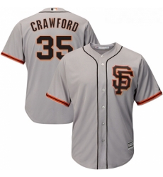 Youth Majestic San Francisco Giants 35 Brandon Crawford Replica Grey Road 2 Cool Base MLB Jersey