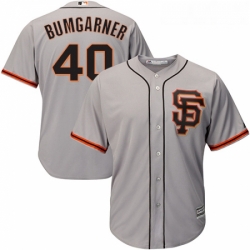 Youth Majestic San Francisco Giants 40 Madison Bumgarner Replica Grey Road 2 Cool Base MLB Jersey