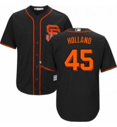 Youth Majestic San Francisco Giants 45 Derek Holland Authentic Black Alternate Cool Base MLB Jersey 