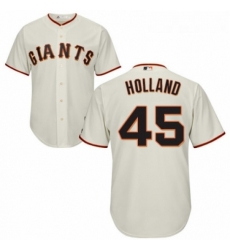 Youth Majestic San Francisco Giants 45 Derek Holland Replica Cream Home Cool Base MLB Jersey 