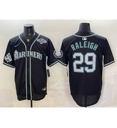 Men Seattle Mariners  29 Cal Raleigh 50th Anniversary Black Out Style Vapor Premier Limited Stitched Baseball Jersey