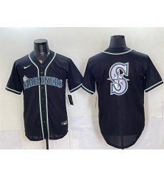 Men Seattle Mariners Team Big Logo 2026 Fashion Replica Black Out Stitched Baseball Jersey