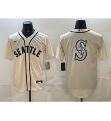 Men Seattle Mariners Team Big Logo Cream Alternate Stitched Baseball Jerseys
