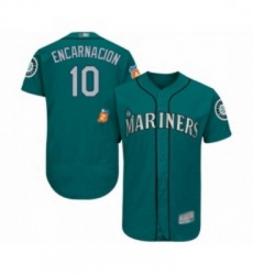 Mens Seattle Mariners 10 Edwin Encarnacion Teal Green Alternate Flex Base Authentic Collection MLB JerseyBaseb