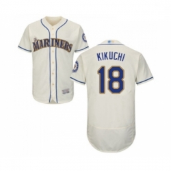 Mens Seattle Mariners 18 Yusei Kikuchi Cream Alternate Flex Base Authentic Collection Baseball Jersey