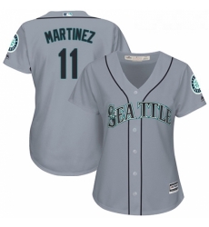 Womens Majestic Seattle Mariners 11 Edgar Martinez Replica Grey Road Cool Base MLB Jersey 