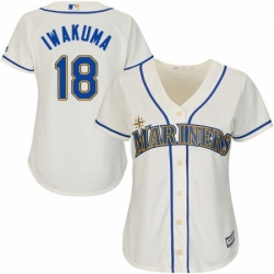 Womens Majestic Seattle Mariners 18 Hisashi Iwakuma Replica Cream Alternate Cool Base MLB Jersey