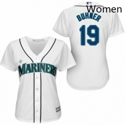 Womens Majestic Seattle Mariners 19 Jay Buhner Replica White Home Cool Base MLB Jersey 