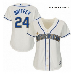 Womens Majestic Seattle Mariners 24 Ken Griffey Authentic Cream Alternate Cool Base MLB Jersey