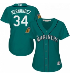 Womens Majestic Seattle Mariners 34 Felix Hernandez Authentic Aqua 2017 Spring Training Cool Base MLB Jersey