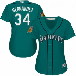 Womens Majestic Seattle Mariners 34 Felix Hernandez Authentic Aqua 2017 Spring Training Cool Base MLB Jersey