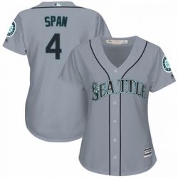 Womens Majestic Seattle Mariners 4 Denard Span Replica Grey Road Cool Base MLB Jersey 