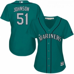 Womens Majestic Seattle Mariners 51 Randy Johnson Replica Teal Green Alternate Cool Base MLB Jersey