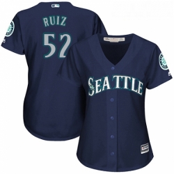 Womens Majestic Seattle Mariners 52 Carlos Ruiz Replica Navy Blue Alternate 2 Cool Base MLB Jersey