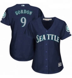 Womens Majestic Seattle Mariners 9 Dee Gordon Authentic Navy Blue Alternate 2 Cool Base MLB Jersey 