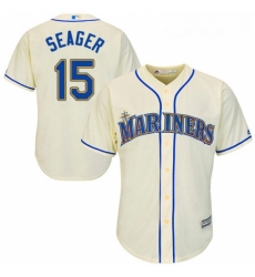 Youth Majestic Seattle Mariners 15 Kyle Seager Replica Cream Alternate Cool Base MLB Jersey