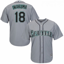 Youth Majestic Seattle Mariners 18 Hisashi Iwakuma Replica Grey Road Cool Base MLB Jersey