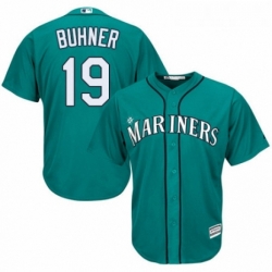 Youth Majestic Seattle Mariners 19 Jay Buhner Authentic Teal Green Alternate Cool Base MLB Jersey 