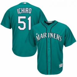 Youth Majestic Seattle Mariners 51 Ichiro Suzuki Authentic Teal Green Alternate Cool Base MLB Jersey