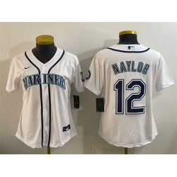 Youth Seattle Mariners 12 Josh Naylor White Cool Base Stitched Baseball Jersey
