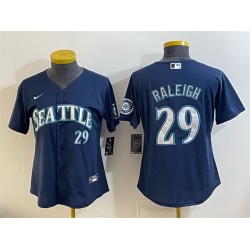 Youth Seattle Mariners  29 Cal Raleigh Navy Cool Base Stitched Baseball Jersey