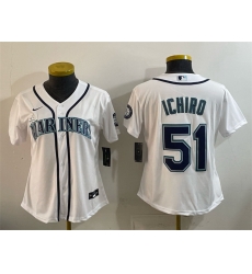 Youth Seattle Mariners 51 Ichiro Suzuki White Cool Base Stitched Baseball Jersey