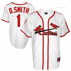 Mens Majestic St Louis Cardinals 1 Ozzie Smith Authentic White Cooperstown Throwback MLB Jersey