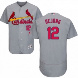 Mens Majestic St Louis Cardinals 12 Paul DeJong Grey Road Flex Base Authentic Collection MLB Jersey