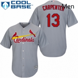 Mens Majestic St Louis Cardinals 13 Matt Carpenter Replica Grey Road Cool Base MLB Jersey