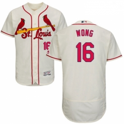 Mens Majestic St Louis Cardinals 16 Kolten Wong Cream Alternate Flex Base Authentic Collection MLB Jersey