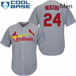 Mens Majestic St Louis Cardinals 24 Whitey Herzog Replica Grey Road Cool Base MLB Jersey