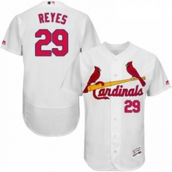 Mens Majestic St Louis Cardinals 29 lex Reyes White Home Flex Base Authentic Collection MLB Jersey