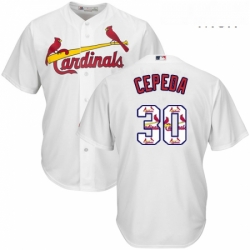 Mens Majestic St Louis Cardinals 30 Orlando Cepeda Authentic White Team Logo Fashion Cool Base MLB Jersey