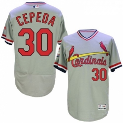 Mens Majestic St Louis Cardinals 30 Orlando Cepeda Grey Flexbase Authentic Collection Cooperstown MLB Jersey