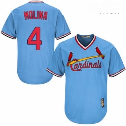 Mens Majestic St Louis Cardinals 4 Yadier Molina Authentic Light Blue Cooperstown MLB Jersey