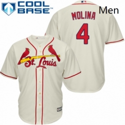 Mens Majestic St Louis Cardinals 4 Yadier Molina Replica Cream Alternate Cool Base MLB Jersey