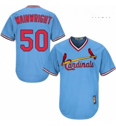 Mens Majestic St Louis Cardinals 50 Adam Wainwright Authentic Light Blue Cooperstown MLB Jersey