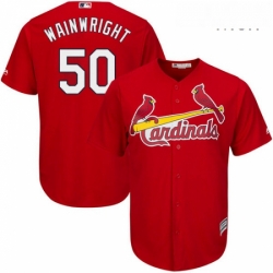 Mens Majestic St Louis Cardinals 50 Adam Wainwright Replica Red Cool Base MLB Jersey