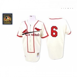 Mens Mitchell and Ness St Louis Cardinals 6 Stan Musial Authentic Cream Throwback MLB Jersey