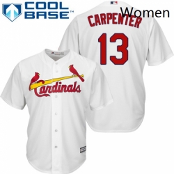 Womens Majestic St Louis Cardinals 13 Matt Carpenter Authentic White Home MLB Jersey