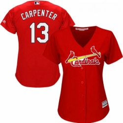 Womens Majestic St Louis Cardinals 13 Matt Carpenter Replica Red Alternate Cool Base MLB Jersey