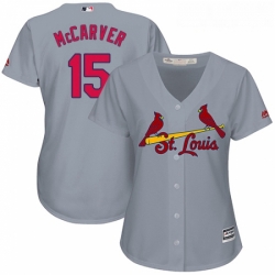 Womens Majestic St Louis Cardinals 15 Tim McCarver Replica Grey Road Cool Base MLB Jersey