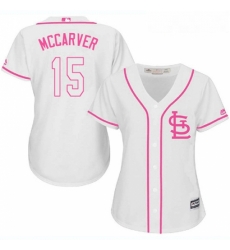 Womens Majestic St Louis Cardinals 15 Tim McCarver Replica White Fashion Cool Base MLB Jersey