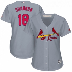 Womens Majestic St Louis Cardinals 18 Mike Shannon Replica Grey Road Cool Base MLB Jersey