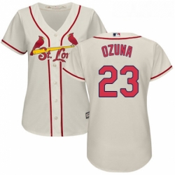 Womens Majestic St Louis Cardinals 23 Marcell Ozuna Authentic Cream Alternate Cool Base MLB Jersey 