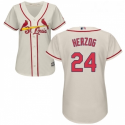 Womens Majestic St Louis Cardinals 24 Whitey Herzog Authentic Cream Alternate Cool Base MLB Jersey