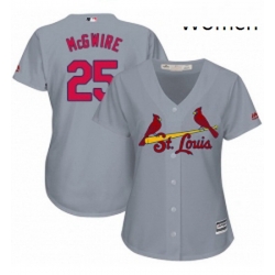 Womens Majestic St Louis Cardinals 25 Mark McGwire Authentic Grey Road Cool Base MLB Jersey