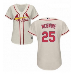 Womens Majestic St Louis Cardinals 25 Mark McGwire Replica Cream Alternate Cool Base MLB Jersey