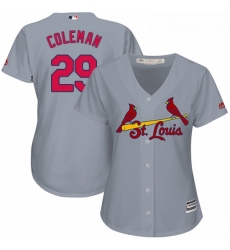 Womens Majestic St Louis Cardinals 29 Vince Coleman Authentic Grey Road Cool Base MLB Jersey