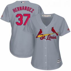 Womens Majestic St Louis Cardinals 37 Keith Hernandez Replica Grey Road Cool Base MLB Jersey